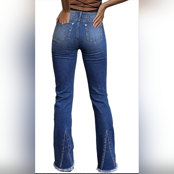 Flamingals Denim - Flamingals Boot-Cut Jeans with Frayed Hem & Detailed Stitching